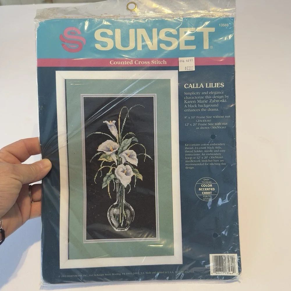 Calla Lilies Sunset Counted Cross Stich Exotic Flower Zabroski 13569 Black 8x16